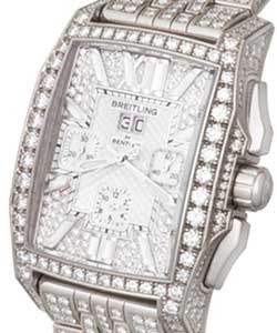 Bentley Flying B Chronograph in White Gold with Diamond Bezel on White Gold Bracelet with Pave Diamond Dial