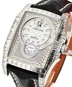 Bentley Flying B Full Pave with Baguettes - 25 pcs made on Black Crocodile Strap with Pave Diamond Bezel