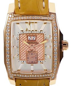 Bentley Flying B Chronograph in Rose Gold with Diamond Bezel On Golden Brown Crocodile Leather Strap with Silver Grey Dial