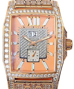 Flying B No. 3 Limited Edition in Yellow Gold with Diamonds On Yellow Gold Diamond Bracelet with MOP Rose Gold Insert Dial