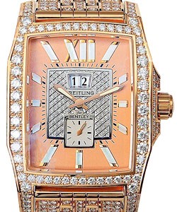 Flying B No. 3 Limited Edition in Yellow Gold with Diamonds On Yellow Gold Diamond Bracelet with MOP Rose Gold Insert Dial