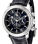 Leman Flyback Perpetual Calendar Chronograph Automatic in Steel Steel on Strap with Black Dial