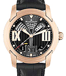 L-Evolution 8 Day Large Date 43mm Automatic in Rose Gold on Black Alligator Leather Strap with Black Dial