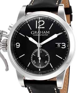 Chronofighter 1695 in Steel on Black Calfskin Leather Strap with Black Dial