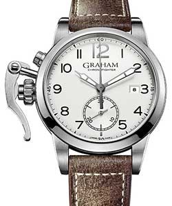 Chronofighter 1695 in Steel on Brown Calfskin Leather Strap with Silver Dial