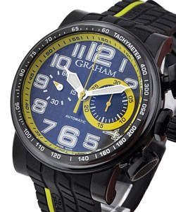 Grand Silverstone Stowe Black Yellow Racing in Black PVD Steel on Black Rubber Strap with Black Dial