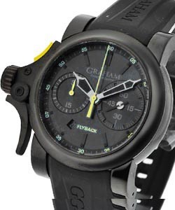 Chronofighter Trigger Flyback 46mm in Black PVD Stainless Steel on Black Rubber Strap with Black Dial