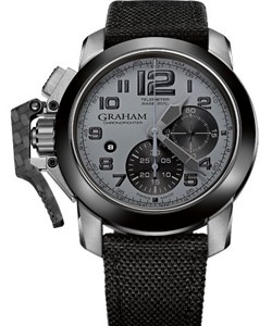 Chronofighter Oversize in Steel on Black Techno Fabric Strap with Grey Dial
