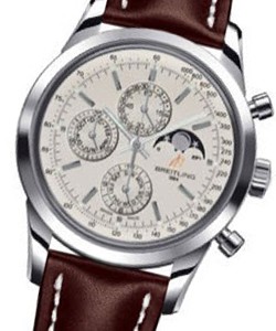 Transocean Chronogprah 1461 Automatic in Steel On Brown Leather Strap with Silver Dial