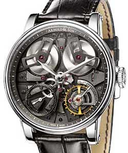 True Beat TB88 46mm in Stainless Steel on Black Alligator Leather Strap with Open Worked Dial