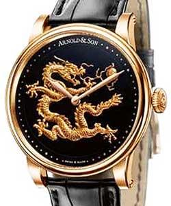 HMS1 Dragon 40mm in Rose Gold - Limited Edition One Out of 50 pcs. on Black Crocodile Leather Strap with Black Dial
