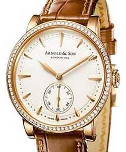 HMS Lady in Rose Gold with Diamond Bezel - Limited Edition 100pcs. on Brown Crocodile Leather Strap with Cream Dial