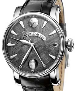 True Moon Meteorite 46mm Automatic in Steel on Black Crocodile Leather Strap with Grey Meteorite Dial