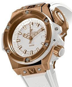 King Power Oceanographic 4000 GOLD Rose Gold on White Rubber Strap with White Dial