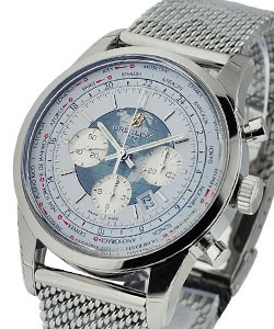 Transocean Chronograph Unitime in Steel On Steel Bracelet with Polar White Dial