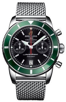 Superocean Chronographe Heritage 44 in Steel On Steel Bracelet with Black Dial - Green Bezel