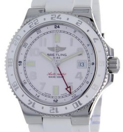 Superocean GMT Mens Automatic in Steel - White Rubber On White RUbber Strap with Hurricane White Dial