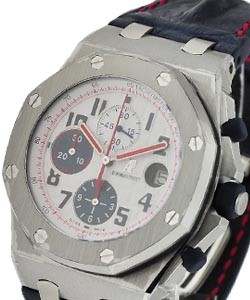 Royal Oak Offshore Tour Auto 2012 in Steel - Limited Edition to 150pcs - Very Rare! on Blue Strap with White Dial Blue Zones Red Hands