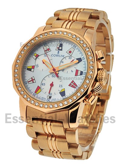 Corum Admiral's Cup 39mm Chronograph in Rose Gold with Diamond Bezel