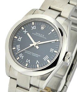 Mid Size - Oyster Perpetual - Steel with Domed Bezel on Oyster Bracelet with Blue Roman Dial