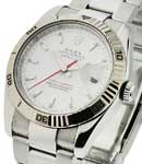 Datejust 36mm in Steel with White Gold Turn-O-Graph Bezel on Oyster Bracelet in White Stick Dial