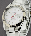 Datejust 36mm in Steel with White Gold Turn-O-Graph Bezel on Oyster Bracelet in White Stick Dial