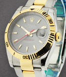 Datejust 36mm in Steel with Yellow Gold Turn-O-Graph Bezel on Oyster Bracelet with Grey Stick Dial