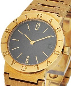 Bvlgari-Bvlgari 30mm with Date Yellow Gold on Bracelet with Black Dial