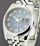 Men''s Datejust 36mm in Steel Domed Bezel on Jubilee Bracelet with Blue Concentric Arabic Dial