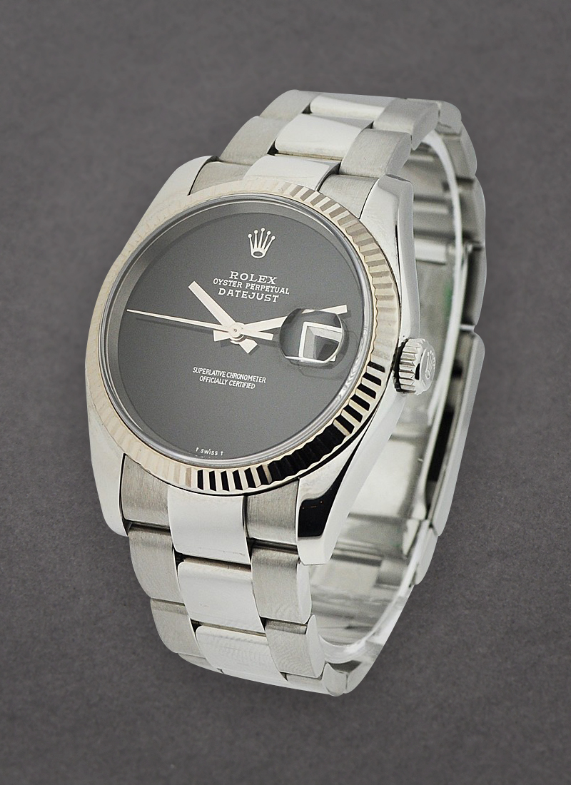 Pre-Owned Rolex Datejust 36mm in Steel with Fluted White Gold Bezel   