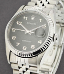 Datejust 36mm with White Gold Fluted Bezel on Jubilee Bracelet with Black Arabic Jubilee Dial