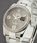 Datejust 36mm in Steel with Diamond Bezel on Oyster Bracelet with Dark Grey Floral Dial