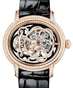Millenary Onyx in Rose Gold with Diamond Bezel on Black Alligator Leather Strap with Skeletal Daimond Dial