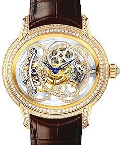 Millenary Chalcedony in Rose Gold with Diamond Bezel on Brown Leather Strap with Skeleton Diamond Dial