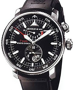 White Ensign 7 Days 45mm in Steel On Black Rubber Strap with Black Dial