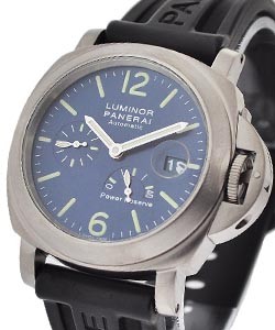 PAM 93 - Luminor Power Reserve in Titanium on Blue Leather Strap with Blue Dial