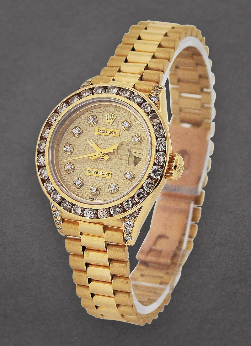 Pre-Owned Rolex Ladies President in Yellow Gold with Diamond Bezel