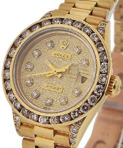 Ladies President in Yellow Gold with Diamond Bezel on Yellow Gold President Bracelet with Champagne jubilee Diamond Dial