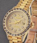 Ladies President in Yellow Gold with Diamond Bezel on Yellow Gold President Bracelet with Champagne jubilee Diamond Dial