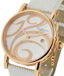Swing 38mm Automatic in Rose Gold on White Leather Strap with White MOP Diamond Dial