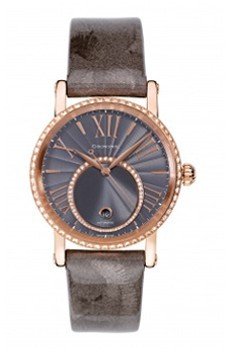 Lady Soul in Rose Gold with Diamond Bezel on Brown Leather Strap with Grey Roman Dial