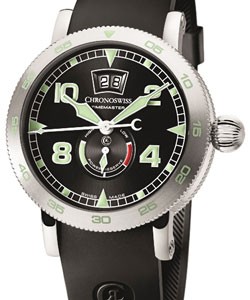 Timemaster Big Date 44mm Automatic in Steel on Black Rubber Strap with Black Super-LumiNova Inlay Green Arabic Dial