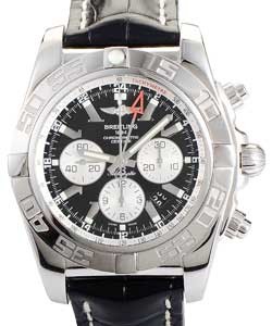Chronomat GMT Calibre 04 Men''''''''s Automatic in Steel On Black Crocodile Strap with Onyx Black Dial