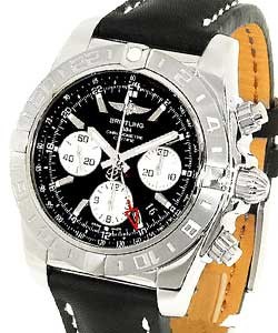 Chronomat GMT 44 Men's Automatic in Steel On Black Crocodile Strap with Black Dial