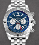 Chronomat GMT 44 Men's Automatic in Steel On Steel Bracelet with Blue Dial - White Subdials