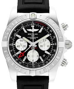 Chronomat GMT 44 Men's Automatic in Steel On Black Rubber Strap with Black Dial