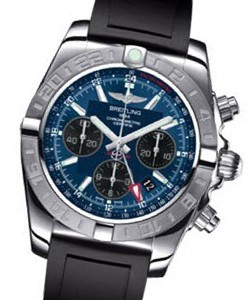 Chronomat GMT 44- Automatic in Steel On Black Rubber Strap - Blue Dial - Black Subdials