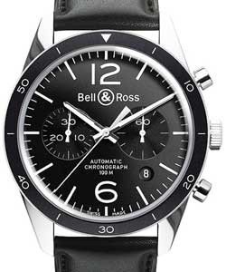 Vintage BR 126 Sport Men's Automatic in Steel On Black Calfskin Strap with Black Dial
