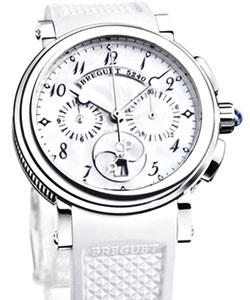 Marine Lady''s Automatic in White Gold On White Rubber Strap with Mother f Pearl Dial