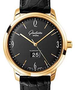 Sixties Panorama Date 42mm Automatic in Rose Gold on Black Crocodile Leather Strap with Black Dial
